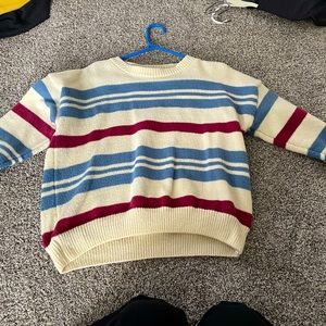 Red Blue and White Striped Sweater